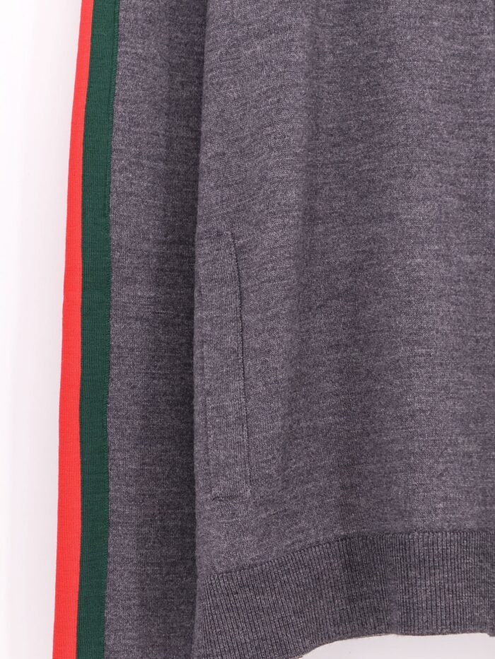 Gucci Fine Wool Cardigan With Full Zip And Web Stripe