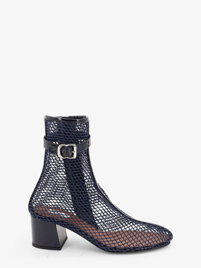 ALAIA Fishnet 55 Mesh And Patent Leather Boots