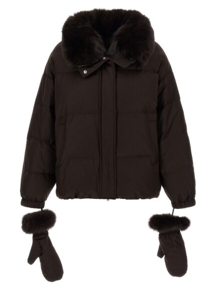 YVES SALOMON Flannel Down Jacket With Mittens