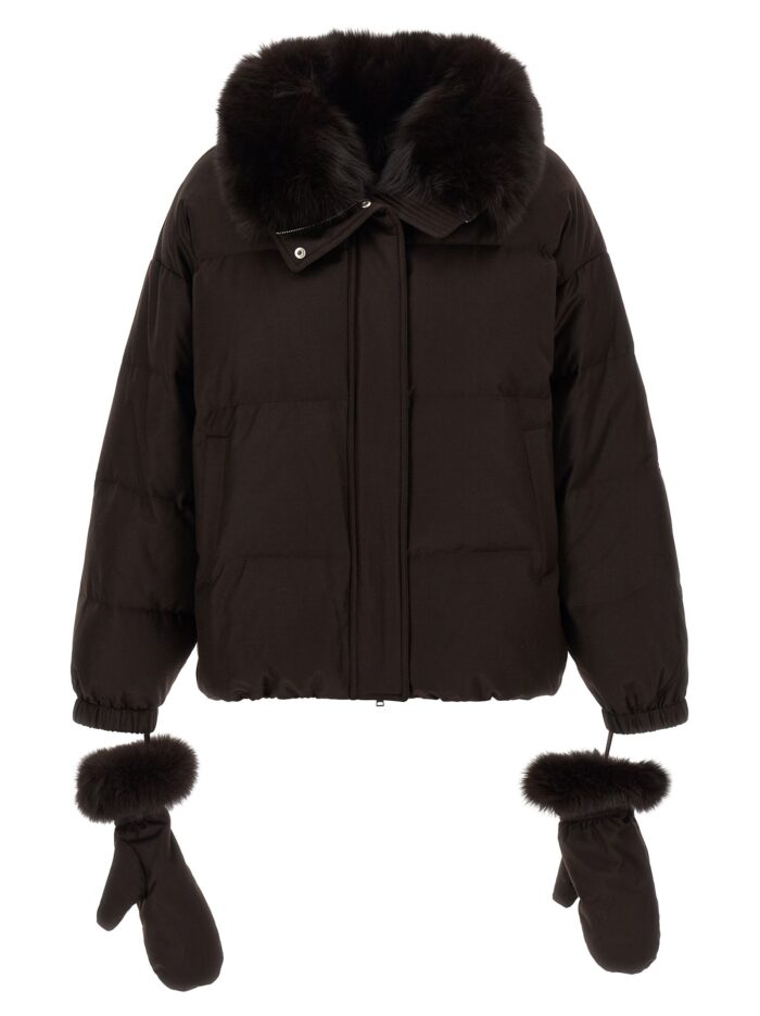 YVES SALOMON Flannel Down Jacket With Mittens