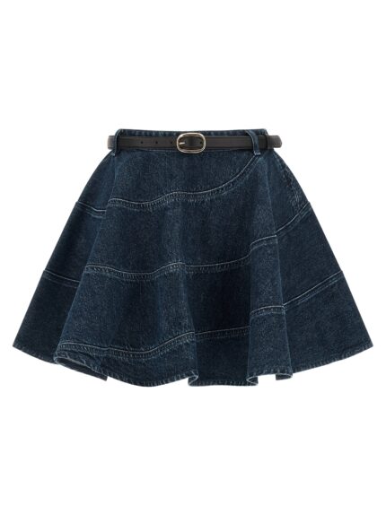 SELF PORTRAIT 'Flared Denim Mini' Skirt