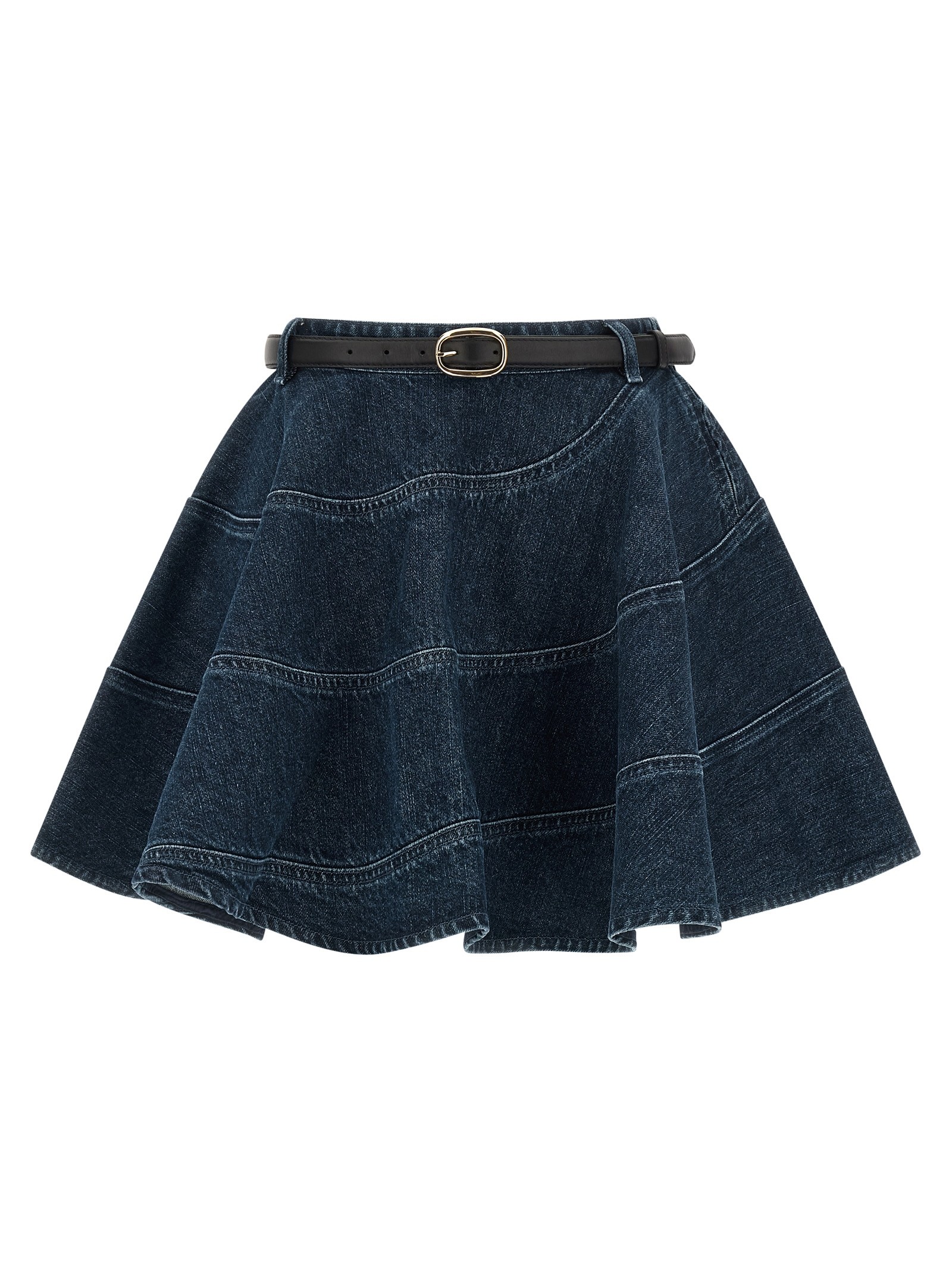SELF PORTRAIT 'Flared Denim Mini' Skirt