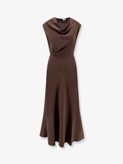 Brunello Cucinelli Flared Twill Fluid Virgin Wool Dress