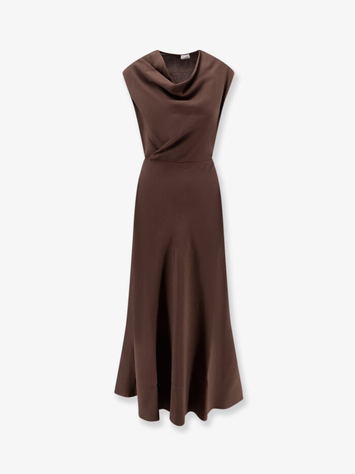 Brunello Cucinelli Flared Twill Fluid Virgin Wool Dress