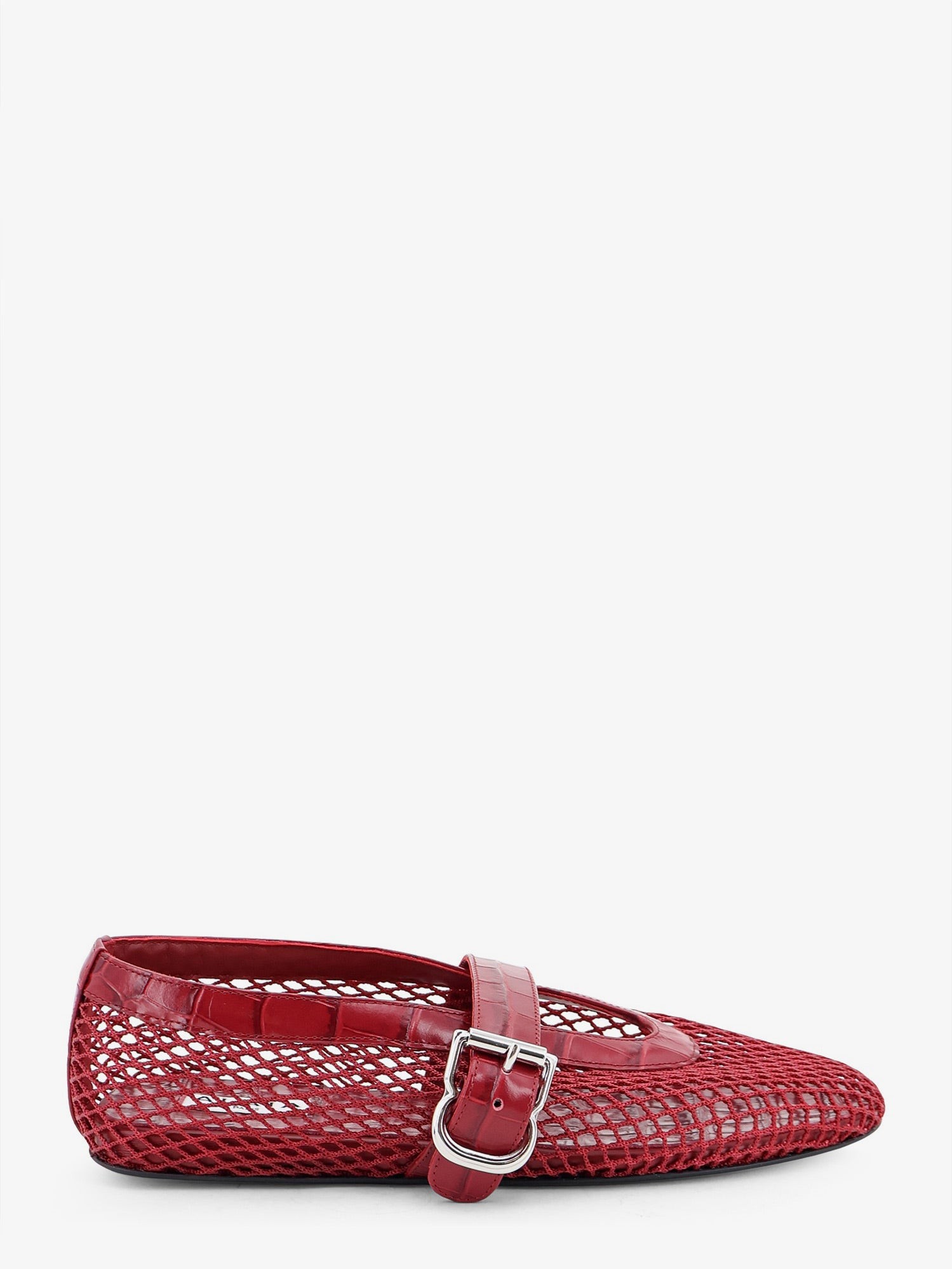 ALAIA Flat Leather Ballerinas With Crocodile Effect