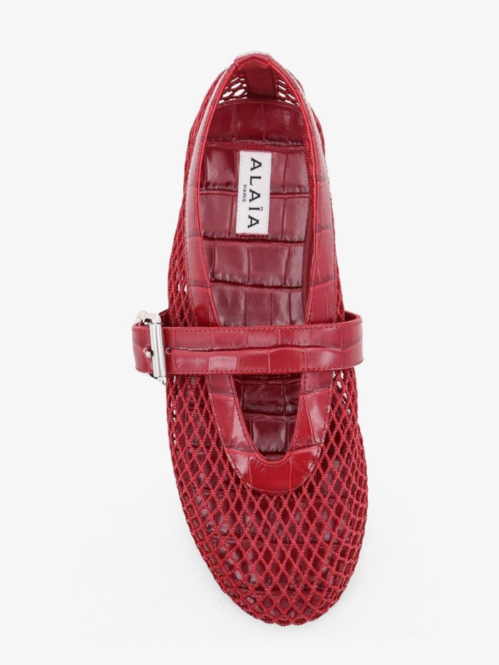 ALAIA Flat Leather Ballerinas With Crocodile Effect