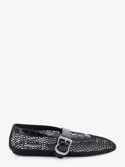 ALAIA Flat Leather Ballerinas With Crocodile Effect