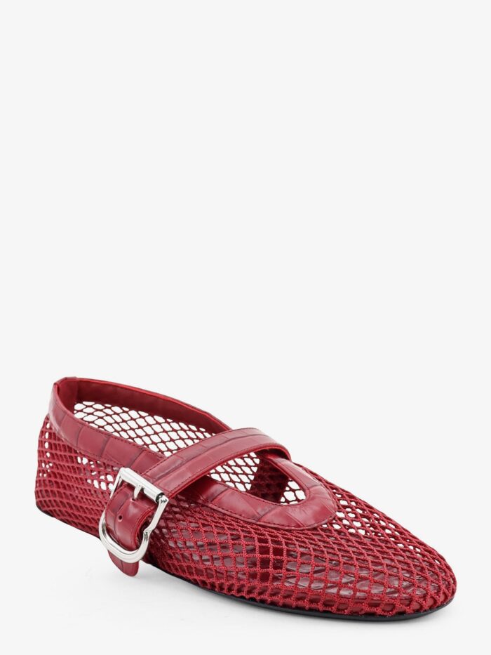 ALAIA Flat Leather Ballerinas With Crocodile Effect