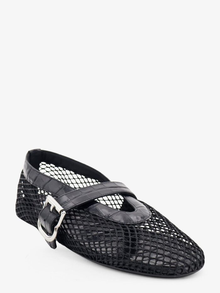 ALAIA Flat Leather Ballerinas With Crocodile Effect