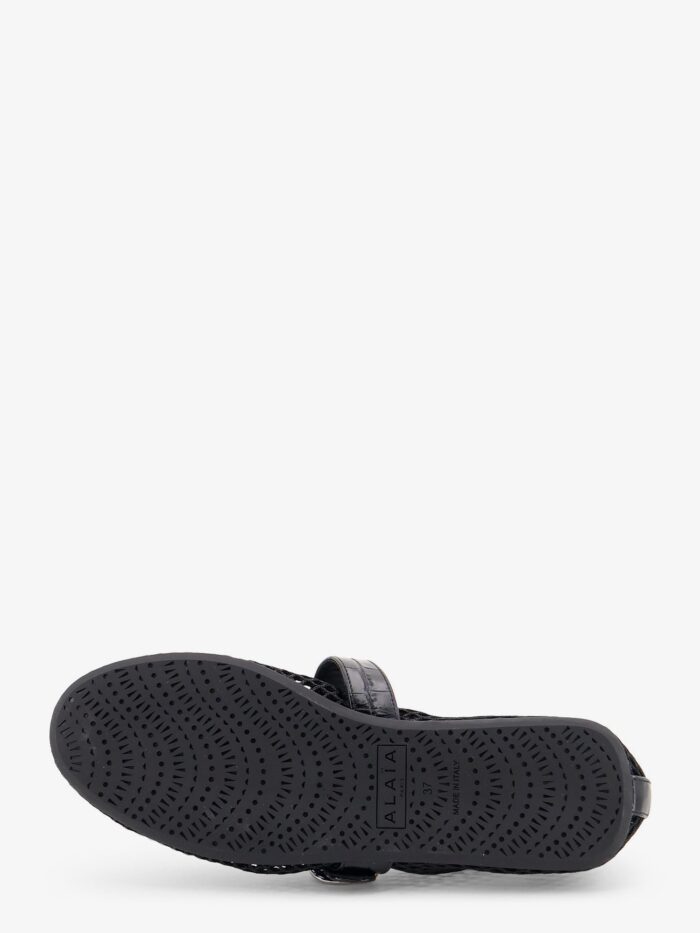 ALAIA Flat Leather Ballerinas With Crocodile Effect