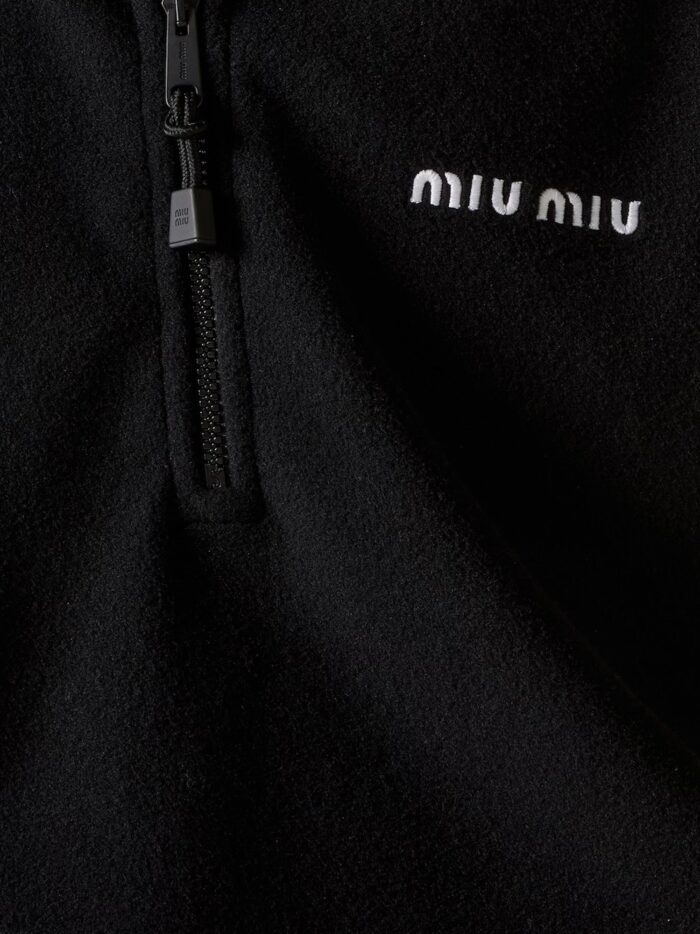 Miu Miu Fleece Sweatshirt With Lettering Logo Embroidery
