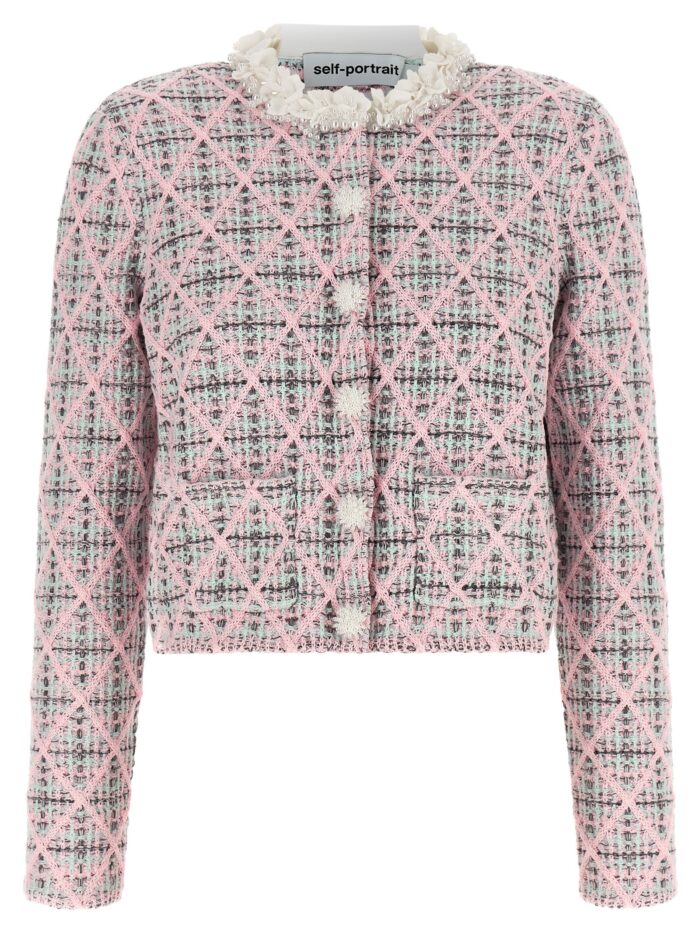self portrait floral collar cardigan SELF PORTRAIT Floral Collar Cardigan