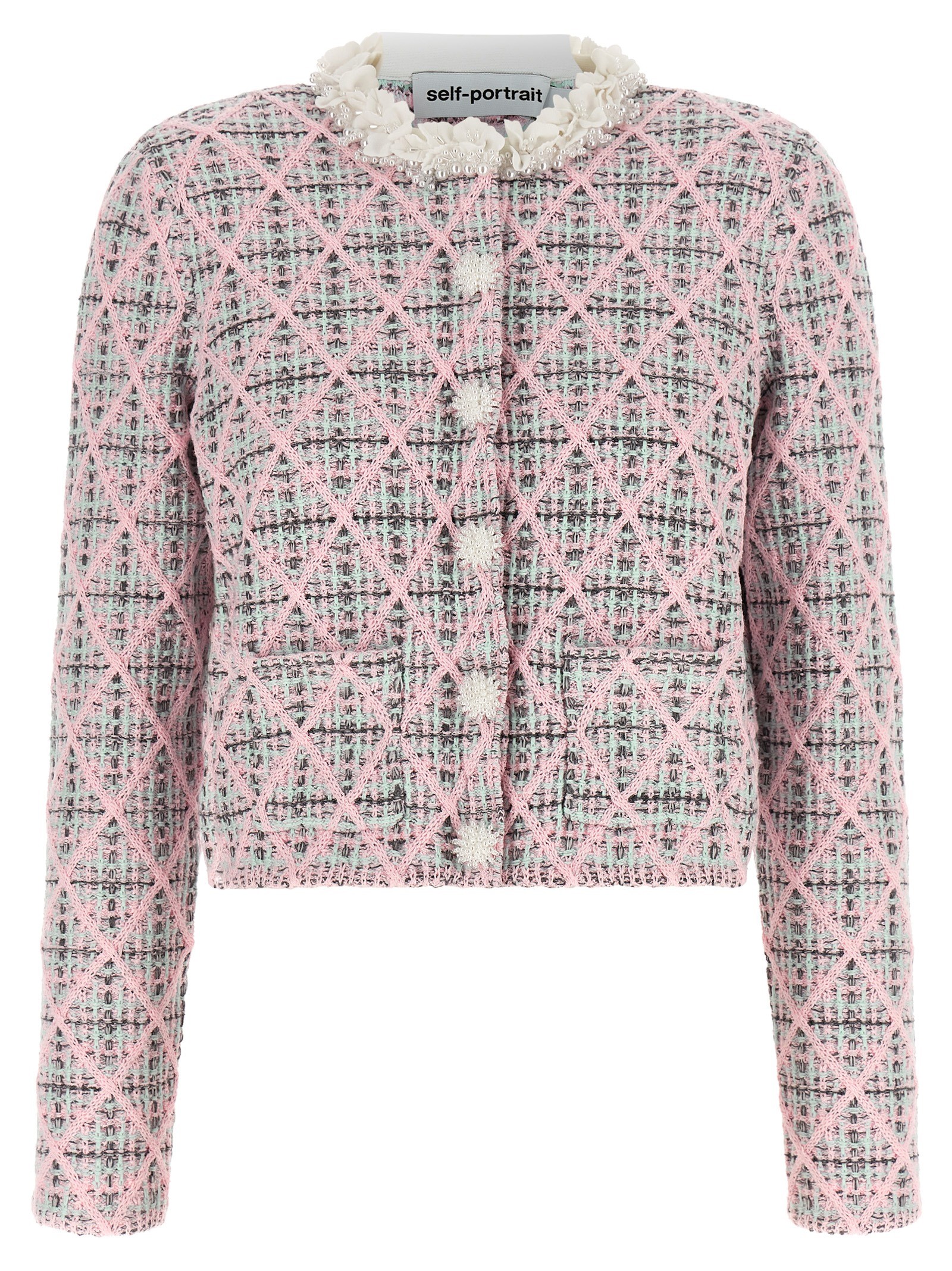 SELF PORTRAIT Floral Collar Cardigan