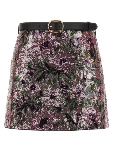 SELF PORTRAIT 'Floral Sequin Mini' Skirt