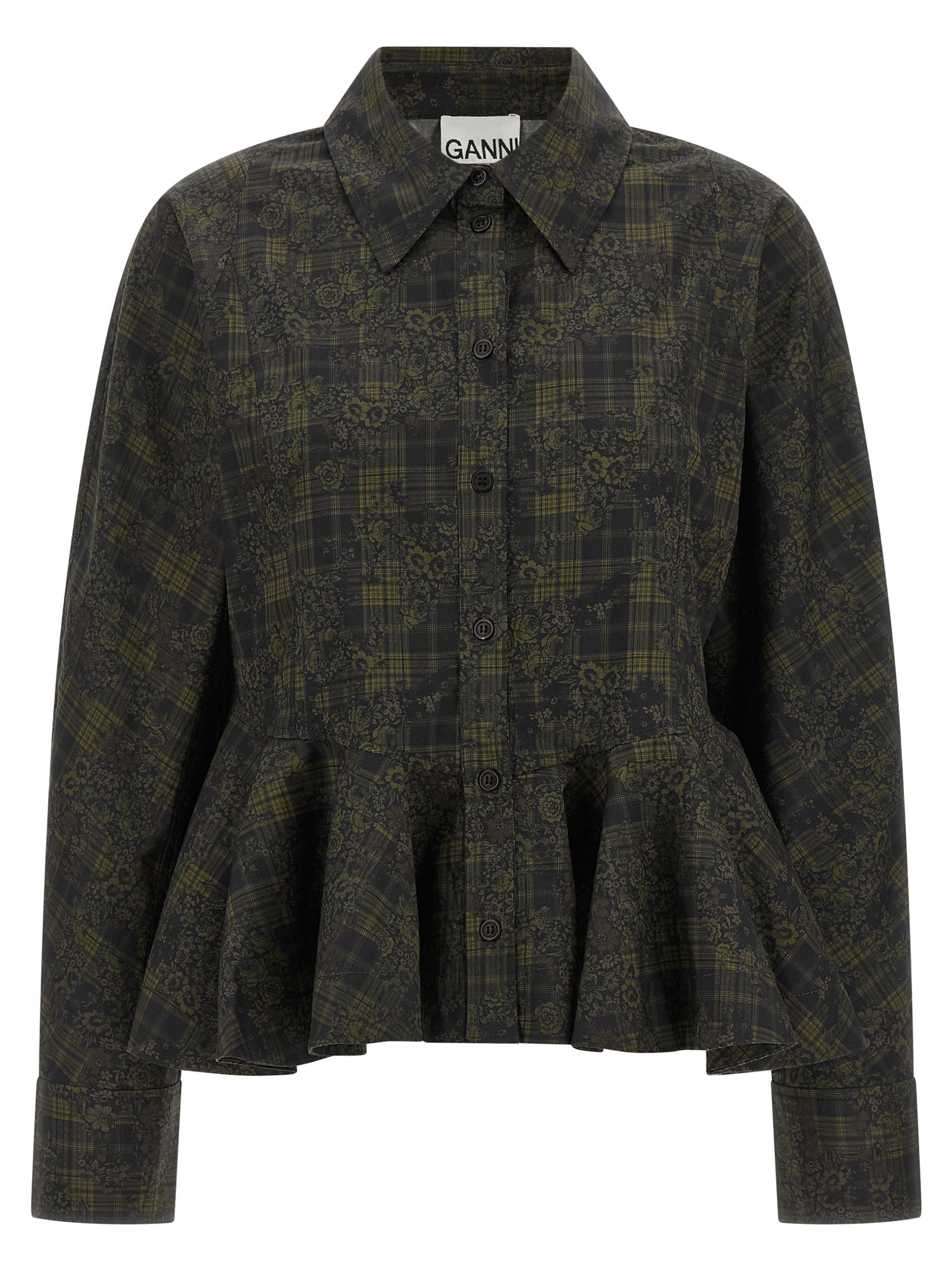 GANNI Floral Tartan Shirt