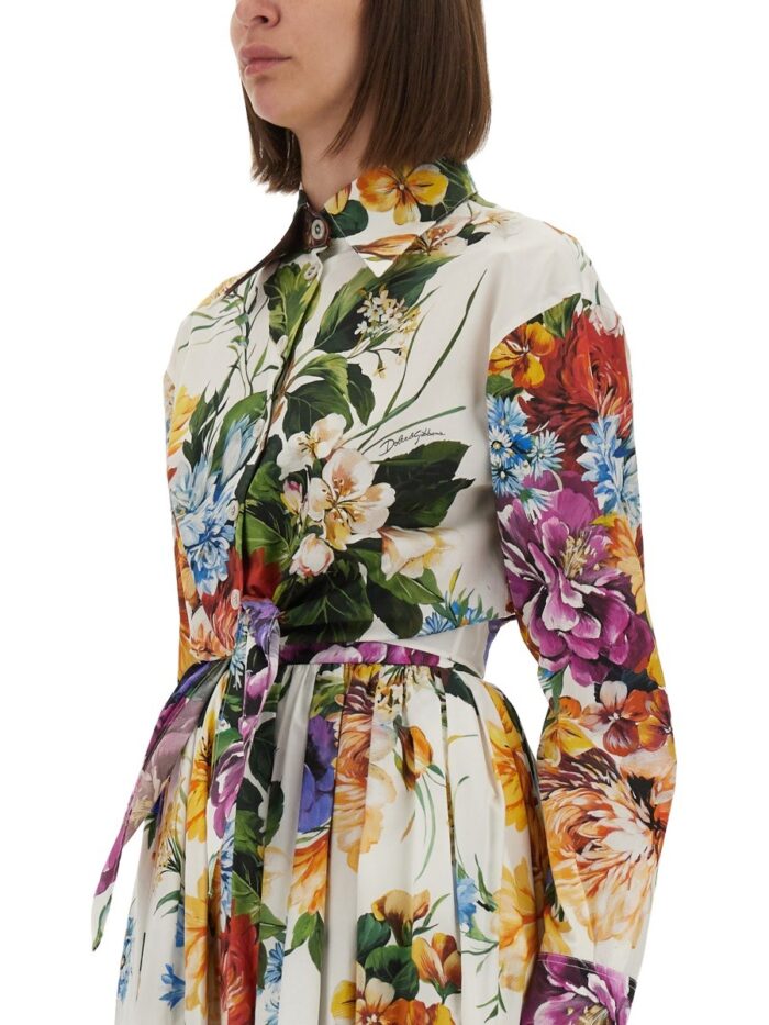 Dolce & Gabbana Flower Bouquet Print Poplin Shirt