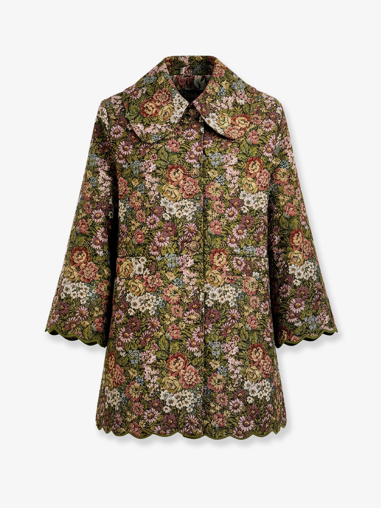 FARM RIO Flower Jacquard Trenchcoat With Logo Patch