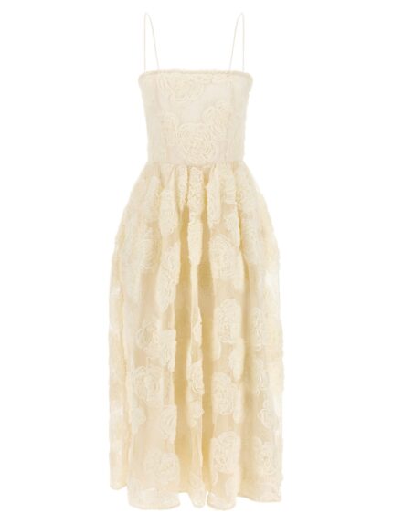 ROTATE BIRGER CHRISTENSEN 'Flower Mesh Midi' Dress