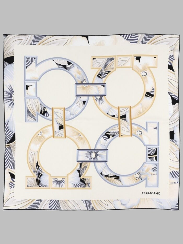 ferragamo foulard a fiori "gancini" Ferragamo FOULARD A FIORI "GANCINI"
