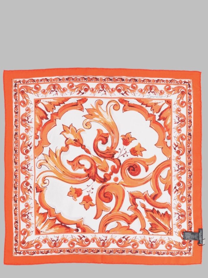 Dolce & Gabbana FOULARD IN TWILL DI SETA STAMPA MAIOLICA