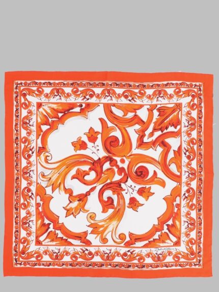 Dolce & Gabbana FOULARD IN TWILL DI SETA STAMPA MAIOLICA