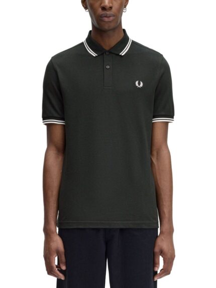 FRED PERRY COTTON PIQUE POLO SHIRT WITH DOUBLE STRIPE