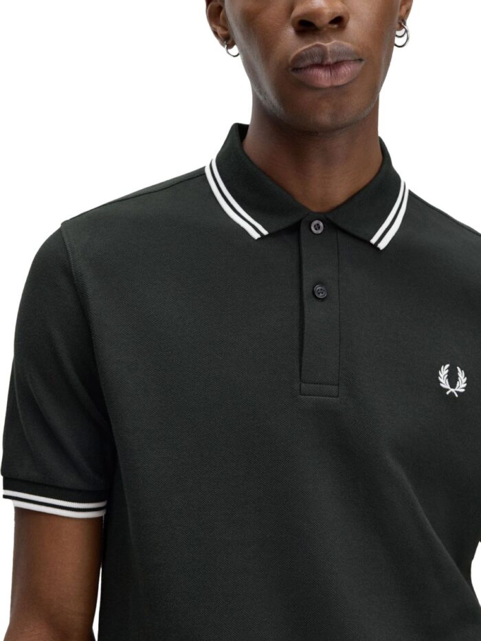 FRED PERRY COTTON PIQUE POLO SHIRT WITH DOUBLE STRIPE