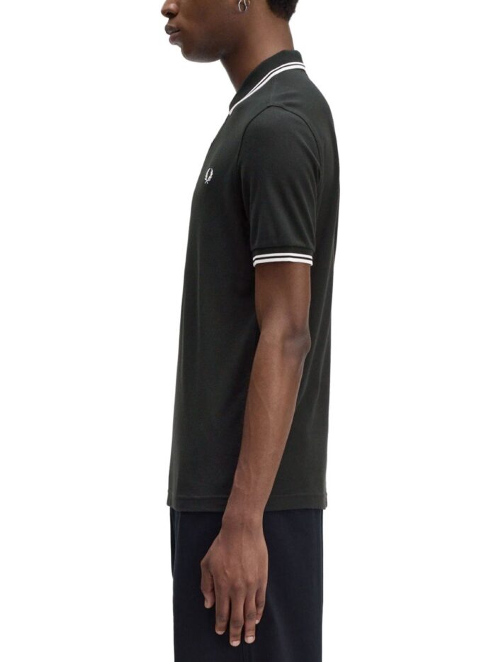 FRED PERRY COTTON PIQUE POLO SHIRT WITH DOUBLE STRIPE