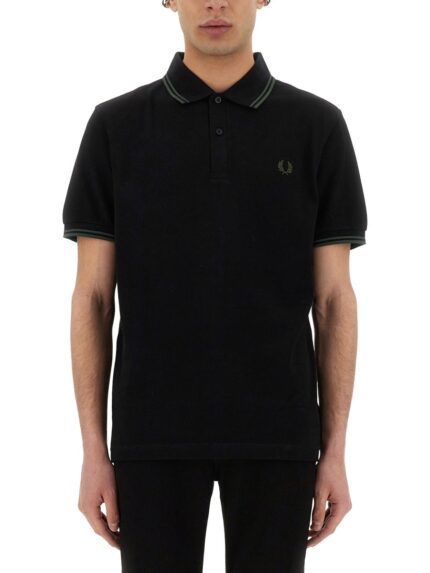 FRED PERRY COTTON PIQUE POLO SHIRT WITH DOUBLE STRIPE