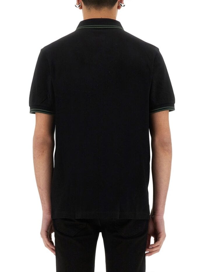FRED PERRY COTTON PIQUE POLO SHIRT WITH DOUBLE STRIPE