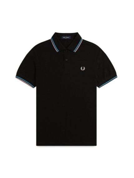 FRED PERRY COTTON PIQUE POLO SHIRT WITH DOUBLE STRIPE
