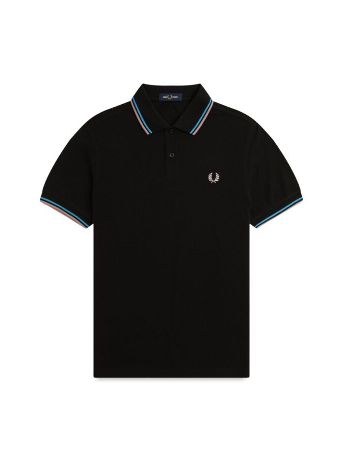 FRED PERRY COTTON PIQUE POLO SHIRT WITH DOUBLE STRIPE