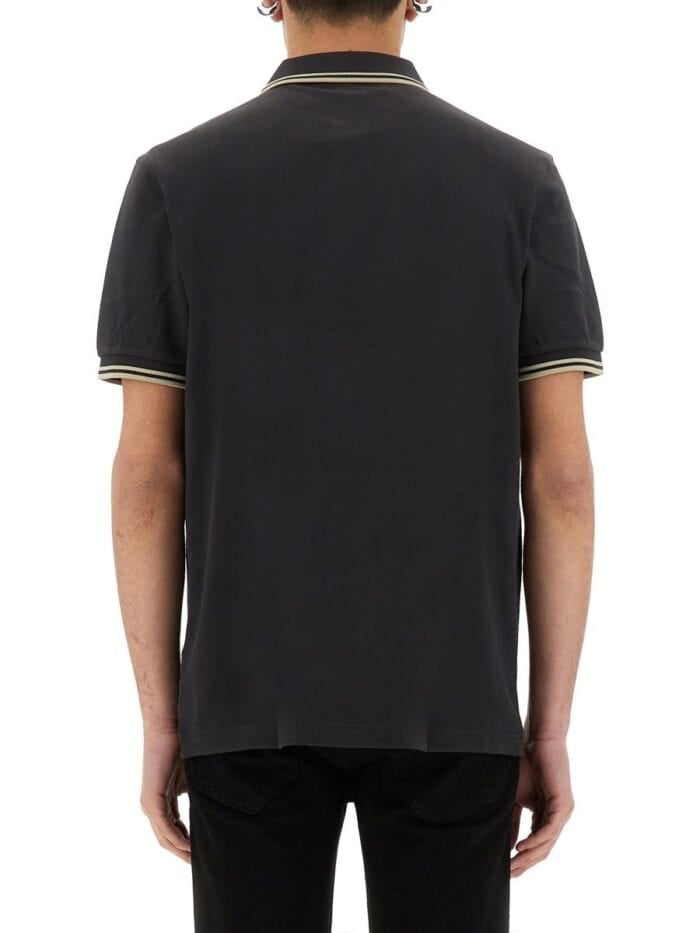 FRED PERRY COTTON PIQUE POLO SHIRT WITH DOUBLE STRIPE