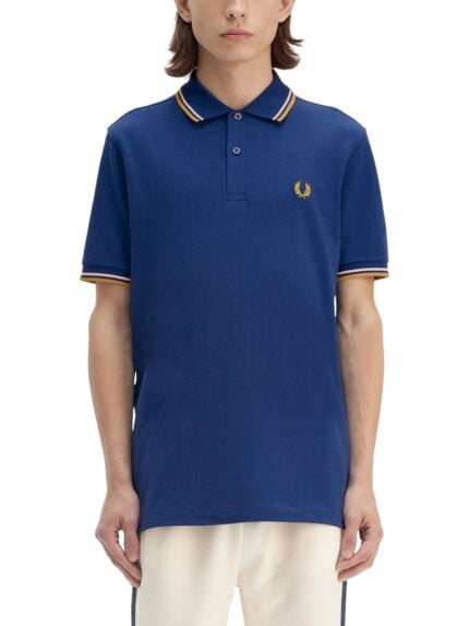 FRED PERRY COTTON PIQUE POLO SHIRT WITH DOUBLE STRIPE