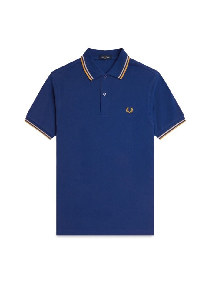 FRED PERRY COTTON PIQUE POLO SHIRT WITH DOUBLE STRIPE
