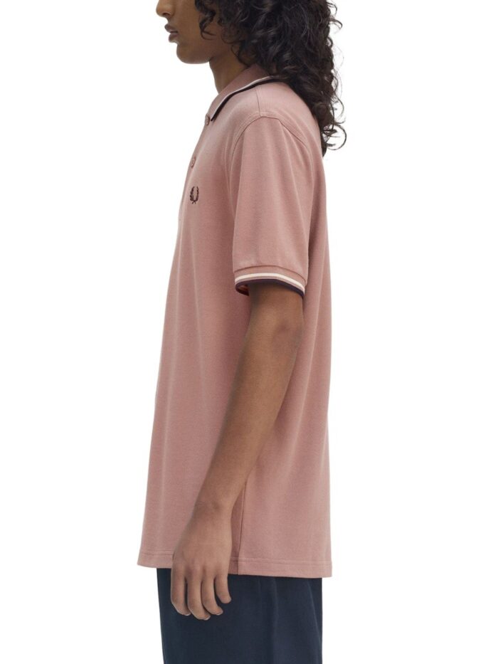 FRED PERRY COTTON PIQUE POLO SHIRT WITH DOUBLE STRIPE