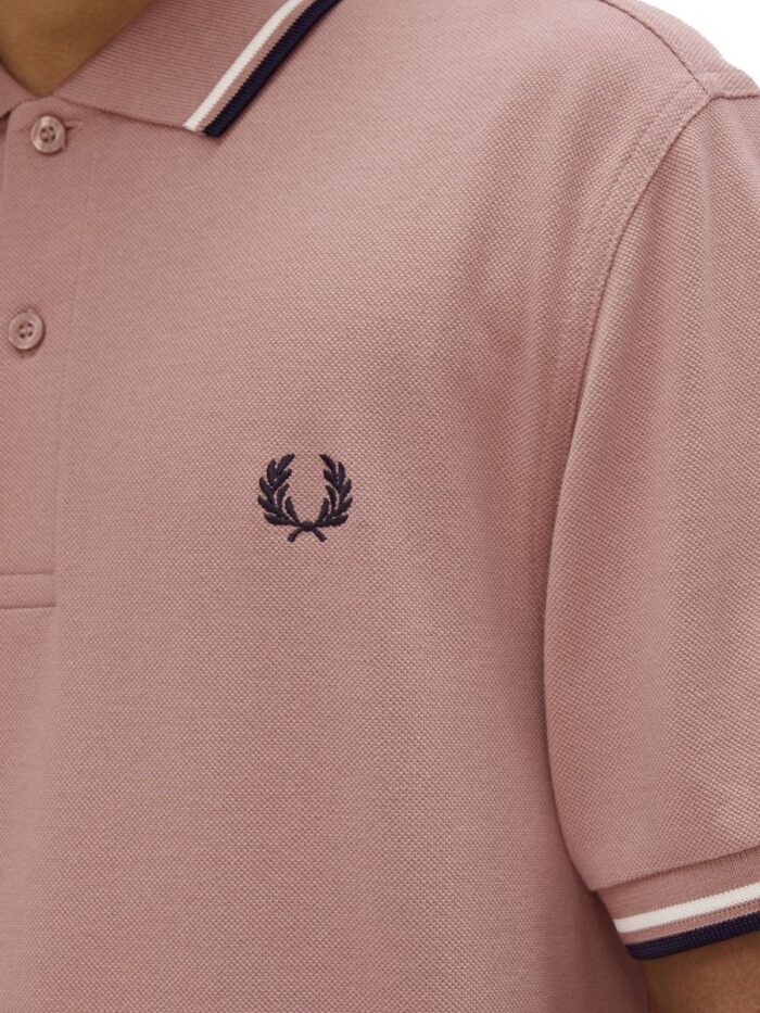 FRED PERRY COTTON PIQUE POLO SHIRT WITH DOUBLE STRIPE