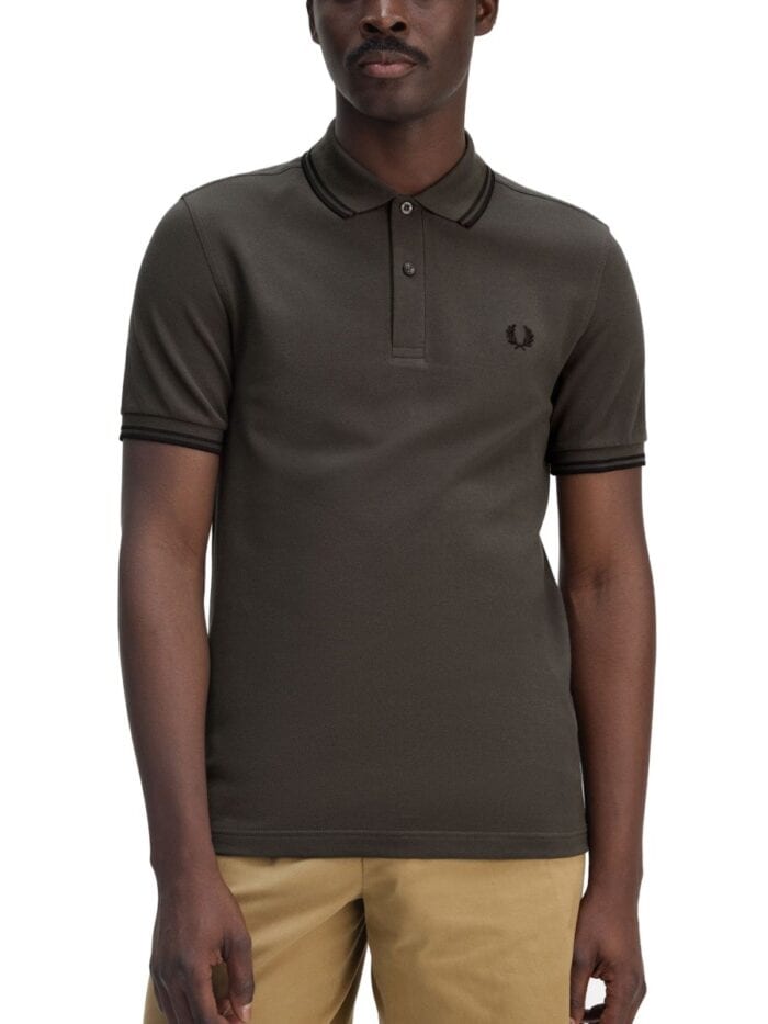 FRED PERRY COTTON PIQUE POLO SHIRT WITH DOUBLE STRIPE