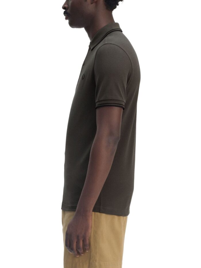 FRED PERRY COTTON PIQUE POLO SHIRT WITH DOUBLE STRIPE