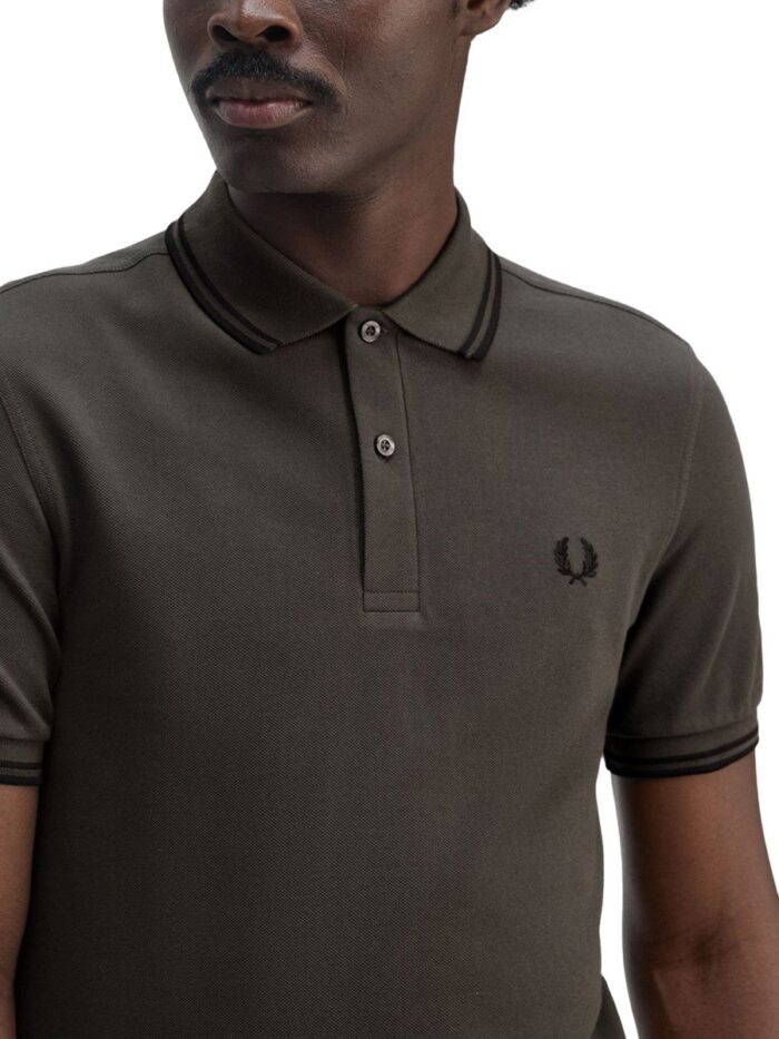 FRED PERRY COTTON PIQUE POLO SHIRT WITH DOUBLE STRIPE