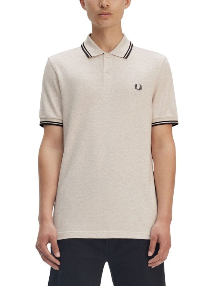 FRED PERRY COTTON PIQUE POLO SHIRT WITH DOUBLE STRIPE