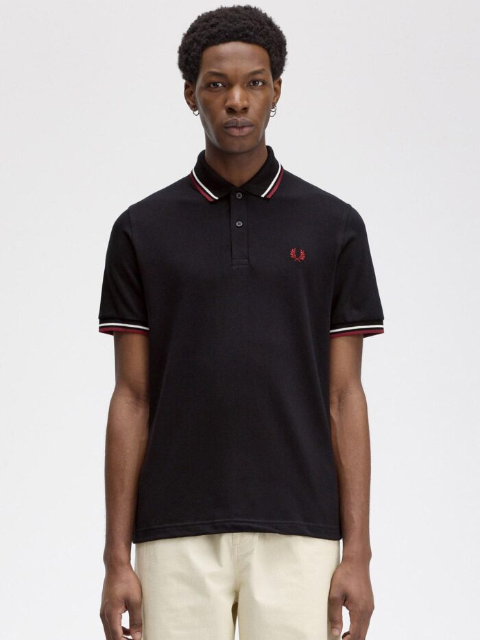 FRED PERRY Cotton Polo Shirt With Contrasting Logo Embroidery