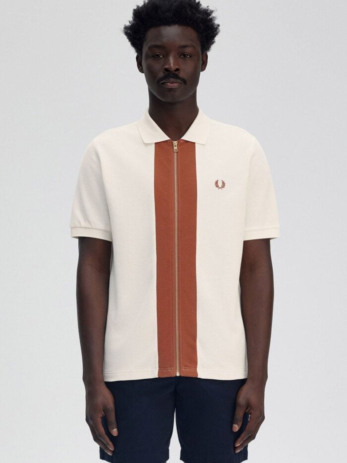 FRED PERRY Cotton Polo Shirt With Zip