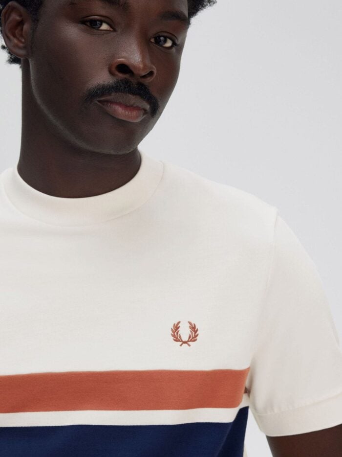 FRED PERRY Cotton T-shirt With Striped Motif