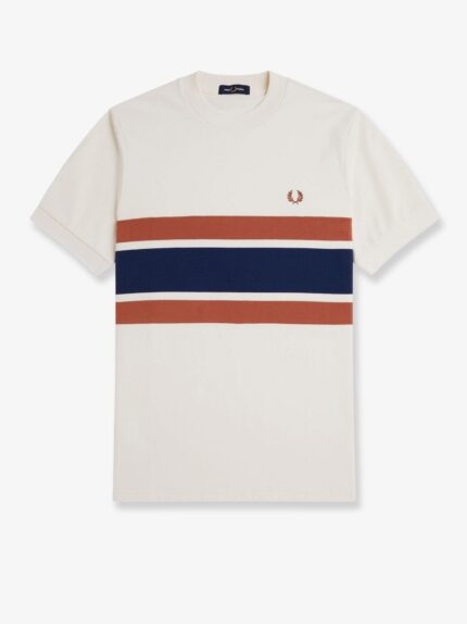 FRED PERRY Cotton T-shirt With Striped Motif