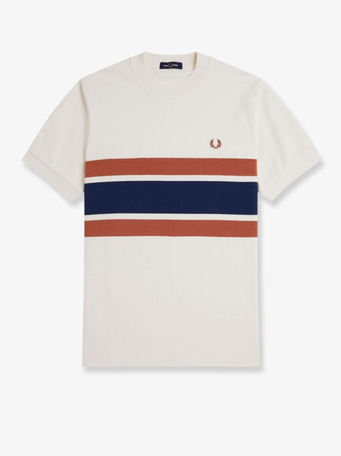 FRED PERRY Cotton T-shirt With Striped Motif