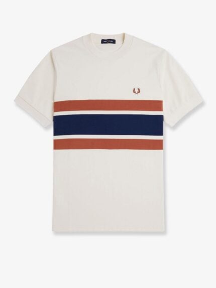 FRED PERRY Cotton T-shirt With Striped Motif