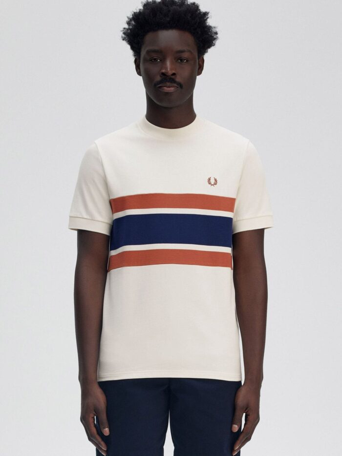 FRED PERRY Cotton T-shirt With Striped Motif