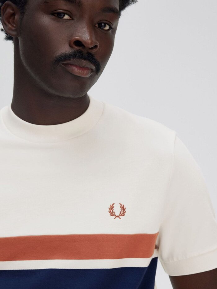 FRED PERRY Cotton T-shirt With Striped Motif
