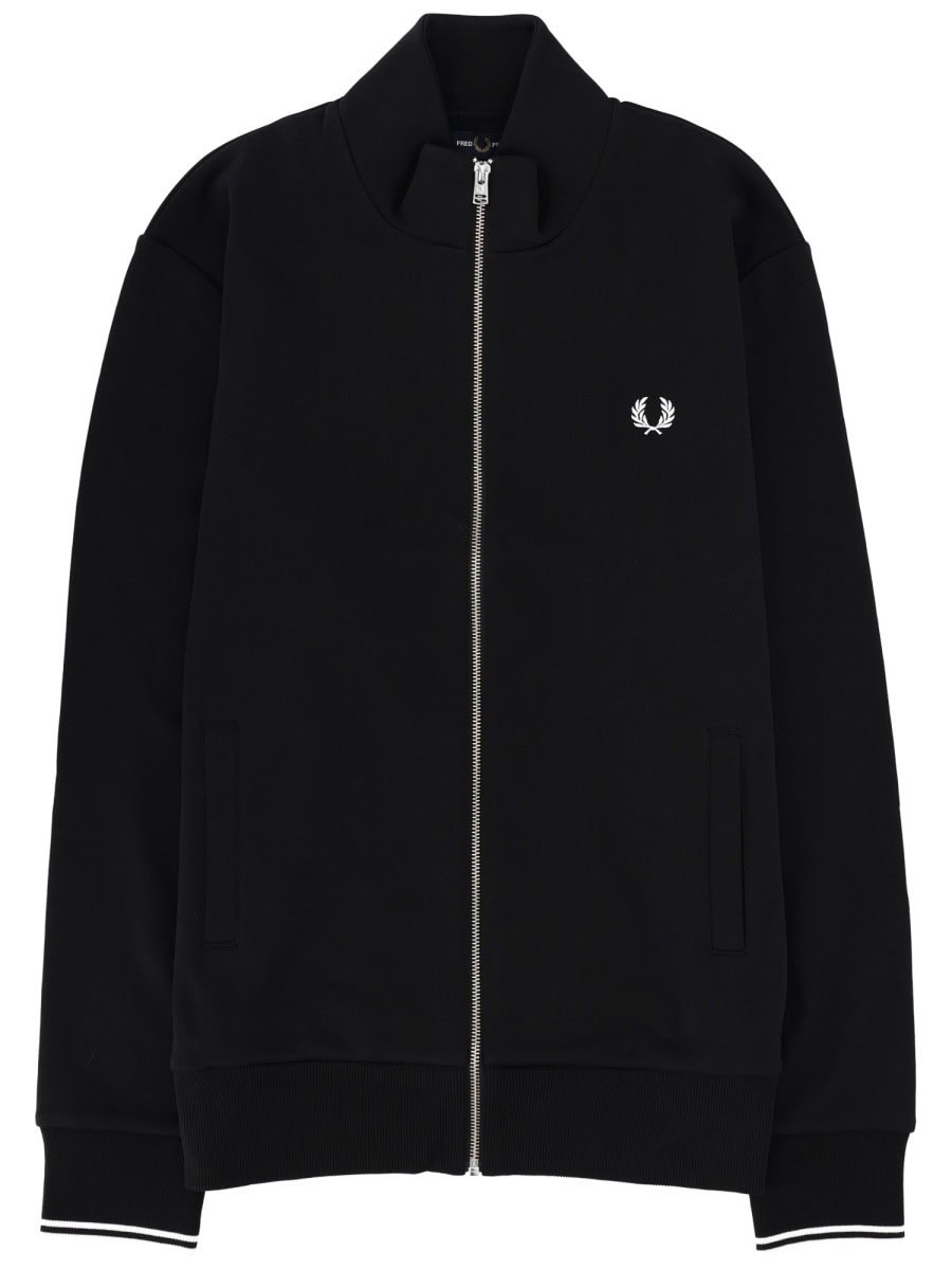 FRED PERRY SWEATSHIRT WITH LOGO AND ZIPPER